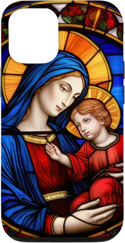 Vista 26 de Blessed Virgin Mary and Jesus Christ Stained Glass Case for iPhone 16