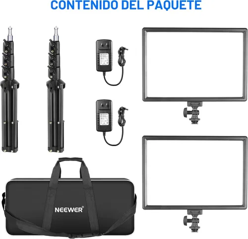 Vista 8 de NEEWER Kit de panel de luz de video LED de 13 pulgadas, paquete de 2 unidades de dos colores regulables con soporte de trípode, batería de 4000 mAh