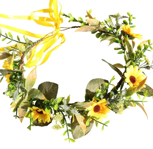 Vista 27 de Corona floral para mujer, diadema floral para el cabello, corona de flores, halo bohemio, fiesta, baile de graduación, fotos