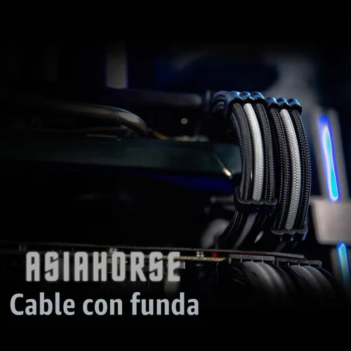 Vista 5 de Asiahorse Cable con funda de fuente de alimentación para cable de extensión de fuente de alimentación, kit de cable de extensión 1x24-PIN/2x8-PORT