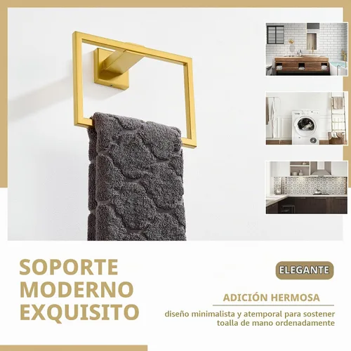 Vista 8 de Angle Simple Toallero de mano dorado oscuro cepillado, anillo de toalla Oro oscuro cepillado