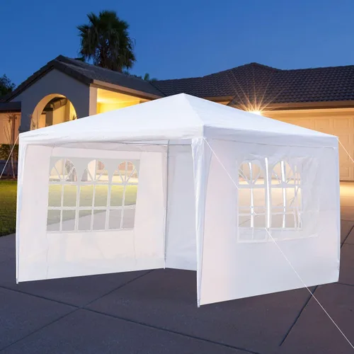 Vista 6 de BELANITAS Tiendas de campaña de fiesta de 10 x 10 con 3 ventanas, tienda de campaña para fiestas, cenador para eventos de cumpleaños, jardín