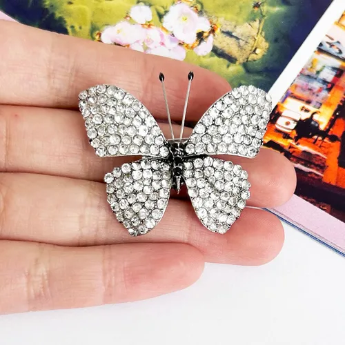 Vista 3 de SELOVO Broche de cristal de mariposa Pin joyería Rhinestone tono dorado