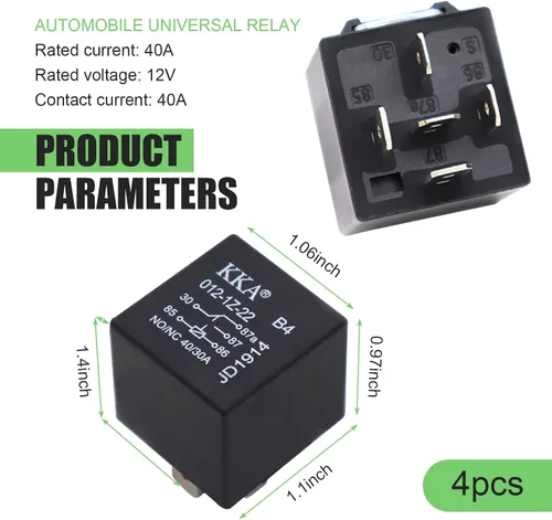 Vista 2 de Gunhunt 4 piezas de relés automotrices de 40A, interruptor de relé de coche, relé de 5 pines, relés impermeables de 12V para coche, componentes