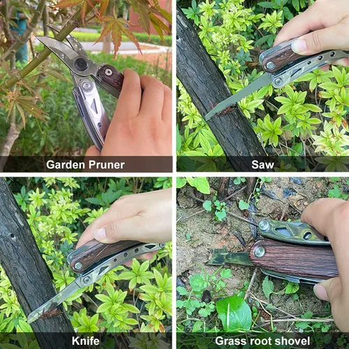 Vista 6 de Tijeras de podar, Podadoras de jardín 7 en 1, Tijeras de jardinería plegables multiherramientas, Tijeras de jardín profesionales de 8 pulgadas