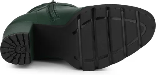 Vista 5 de Allegra K Botines de plataforma para mujer, con cordones, tacón de bloque, botas de combate