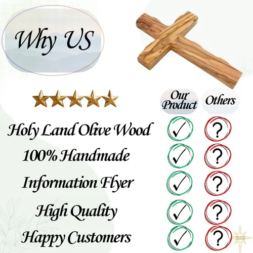 Vista 5 de Cruz de pared, cruces de madera de Belén, Tierra Santa. Crucifijo de madera de olivo. Decoración colgante para el hogar. Regalo religioso