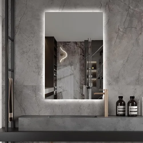 Vista 30 de Niccy Espejo LED de baño, 32"x20" pulgadas, rectangular, espejos de tocador para montar en la pared, con marco de metal, espejo inteligente