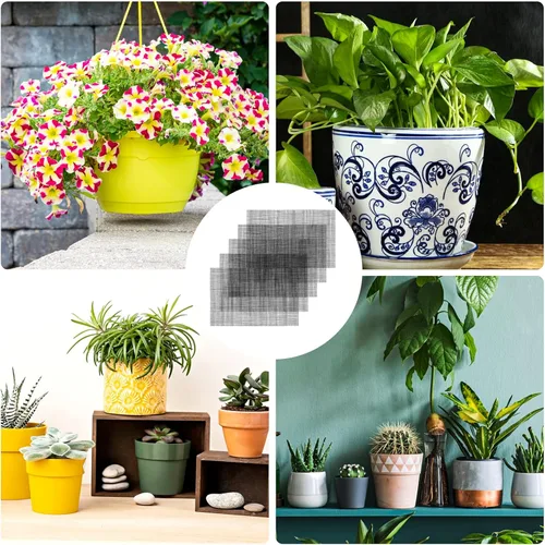 Vista 7 de Mozeat Lens 5pcs negro rectangular 11.8* 7.8 pulgadas malla maceta agujero malla almohadilla de malla para plantas de interior y exterior