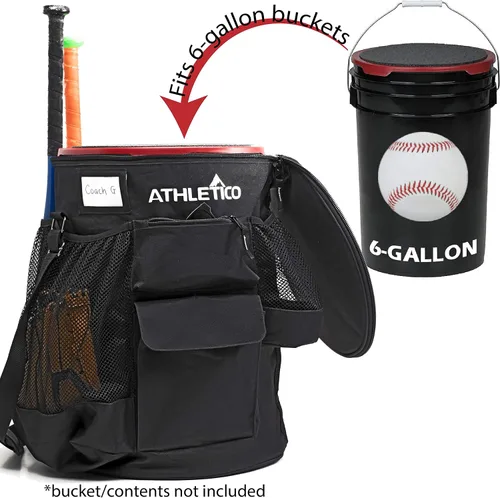 Vista 3 de Athletico Organizador de cubierta de cubo de béisbol - Bolsa de cubo de béisbol con asiento acolchado (negro)