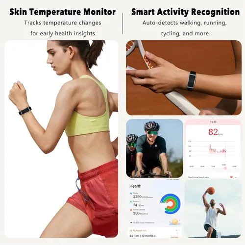 Vista 2 de Pulsera inteligente, más de 100 modos deportivos con monitor de sueño continuo de oxígeno en sangre y frecuencia cardíaca 24 horas, viene con un