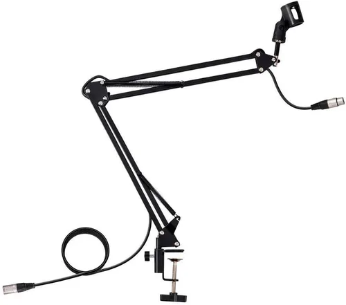 Vista 7 de Monoprice Soporte de micrófono de difusión de tijera, con cable mini USB integrado, soporta hasta 2 libras, puede extenderse 33 pulgadas - Serie