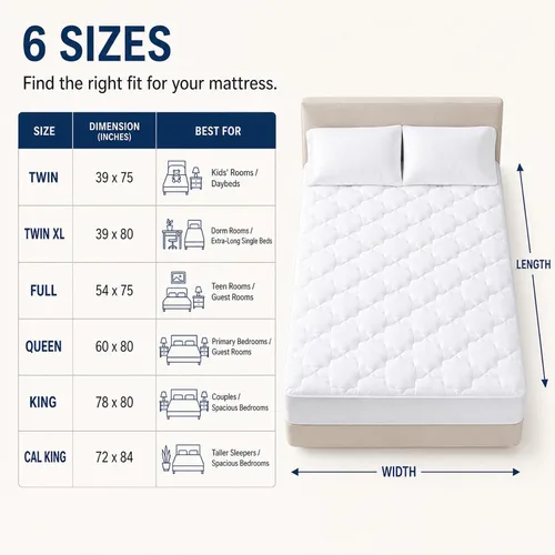 Vista 6 de Cubrecolchón tamaño individual, relleno de 450 GSM, parte superior de algodón, bolsillo de 8 a 21 pulgadas OEKO-TEX Certified, White Twin 39 x 75