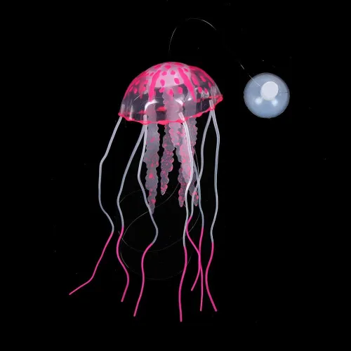 Vista 6 de 6 piezas de medusas artificiales para acuario, decoración de medusas brillantes, silicona suave