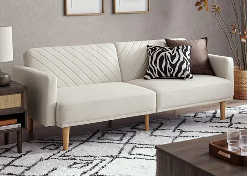 Vista 20 de mopio Sofá cama futón de 76.4 pulgadas, sofá biplaza, sofá cama, sofá futón moderno de mediados de siglo, sofá cámara, sofás para sala de estar