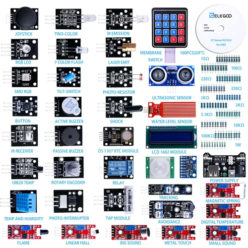 Vista 3 de ELEGOO UNO R3 Project - Kit de inicio más completo y kit de módulos de sensor 37 en 1 mejorado ELEGOO