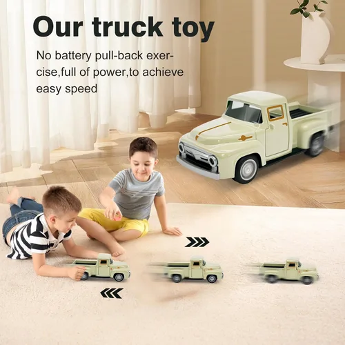 Vista 2 de Camión de juguete beige pequeño para niños pequeños de 2, 3, 4, 5, 6, 7, 8 años niños y niñas, coche de juguete de aleación 1:32 para niños pequeños