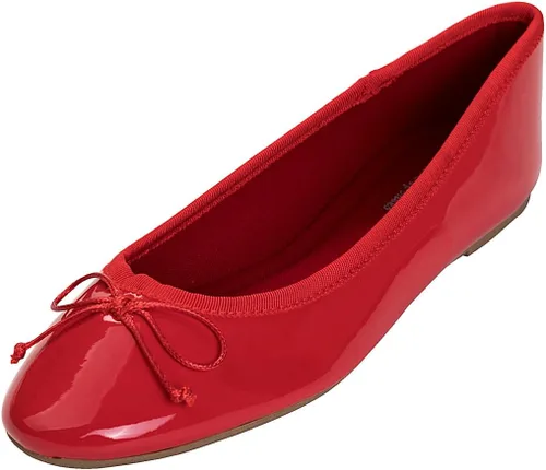 Vista 9 de FEVERSOLE Zapatos planos de ballet de patente para mujer, color macarrón colorido Beige