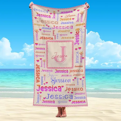 Vista 41 de Artsadd Toalla de playa personalizada para adultos, manta de playa personalizada de baloncesto con nombre inicial como regalo de fiesta para viajes