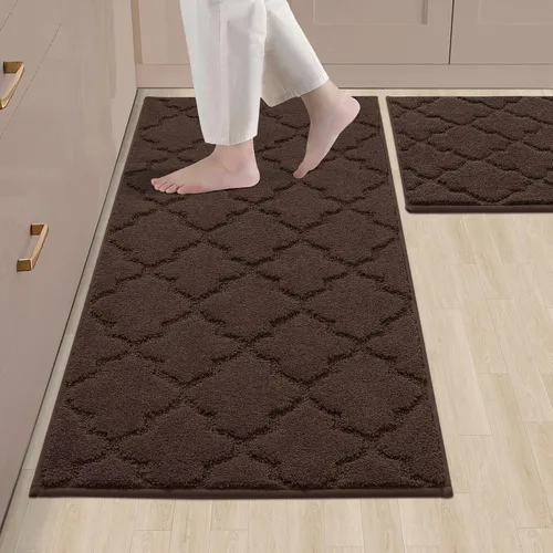 Vista 34 de COSY HOMEER Alfombras suaves de cocina [2 piezas] para el frente del fregadero súper absorbentes, tapetes y tapetes de cocina de 20 x 30 pulgadas/20