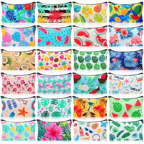 Vista 14 de 24 piezas bolsas de maquillaje a granel, bolsas de cosméticos de lona, organizador de bolso, bolsa cosmética con cremallera, bolsa de tocador