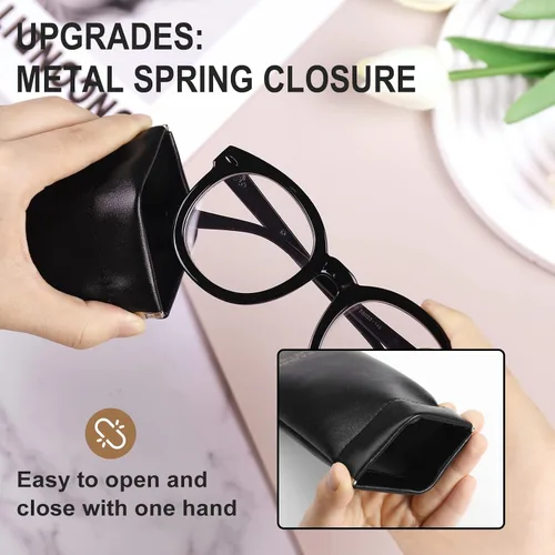 Vista 4 de Paquete de 3 fundas suaves para lentes de lectura para mujeres, estuche portátil de cuero para lentes de lectura, paquete organizador de lentes