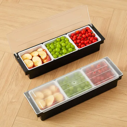 Vista 8 de Bandeja de servir enfriada con hielo, ollas de condimentos de 3 compartimentos (3 compartimentos)