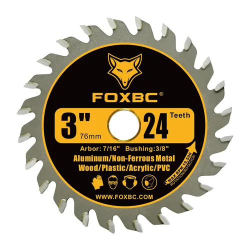 Vista 4 de FOXBC Hoja de sierra circular de 3 pulgadas 24T de carburo para cortar madera, plástico, PVC, acrílico, aluminio con mandril de 7/16", compatible