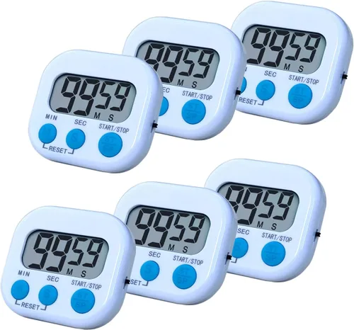 Vista 8 de Temporizador digital de cocina, temporizador electrónico con pantalla LCD transparente, función de cuenta arriba y abajo, 3 botones grandes, botón