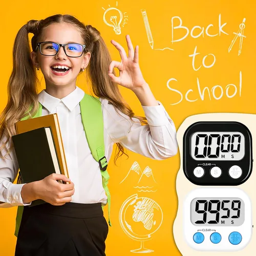 Vista 6 de ZILLEEN Temporizador de aula para niños y profesores, paquete de 2 temporizadores digitales, blanco y negro