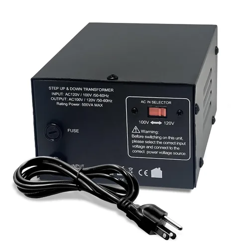 Vista 3 de LiteFuze Convertidor de Voltaje Transformador de 500W para Japón – Elevador/Reductor 100V a 120V / 120V a 100V – Convertidor de Energía de Servicio