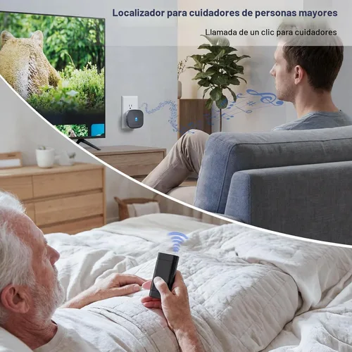 Vista 8 de Campanas de puerta inalámbricas para hogares, kits de timbre con 1 transmisor, 1 receptor, funcionamiento impermeable a un rango de 1000 pies, 48