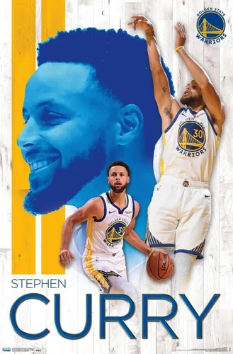 Vista 16 de Trends International NBA Golden State Warriors - Póster de pared de Stephen Curry 19, 14.725 x 22.375 pulgadas, versión enmarcada de madera