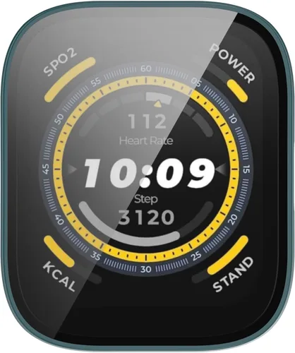 Vista 7 de RuenTech Protector de pantalla compatible con Amazfit Bip 5, funda protectora de policarbonato impermeable, película de vidrio templado HD integrada