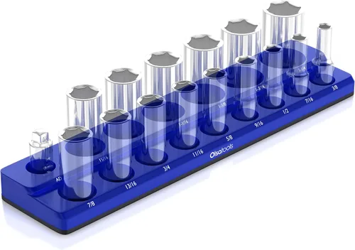 Vista 28 de Olsa Tools - Organizador magnético de llaves de vaso Con accionamiento de 1/4 pulgada Métrico Rojo Con capacidad para 26 llaves de vaso