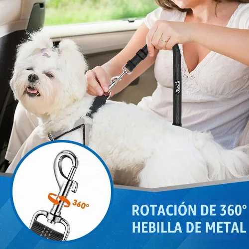Vista 3 de Lukovee Cinturón de seguridad doble para perro, nuevo cinturón de seguridad doble para reposacabezas de automóvil, sin enredos, correa para perro