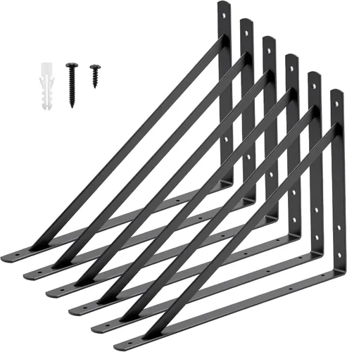 Vista 20 de HOME MASTER HARDWARE Soportes de estante de 10 x 8 pulgadas, soporte de ángulo de pared triangular de 90 grados en L para estantes flotantes, Negro