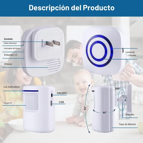 Vista 2 de Alarma de sensor de movimiento - Seanme alarma inalámbrica para entrada de 100m de larga distancia de transmisión de señal, sistema de alarma
