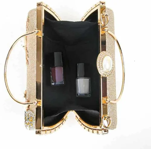 Vista 6 de Bolso de mano de noche brillante para mujer, con purpurina brillante y diamantes de imitación para boda, fiesta de graduación