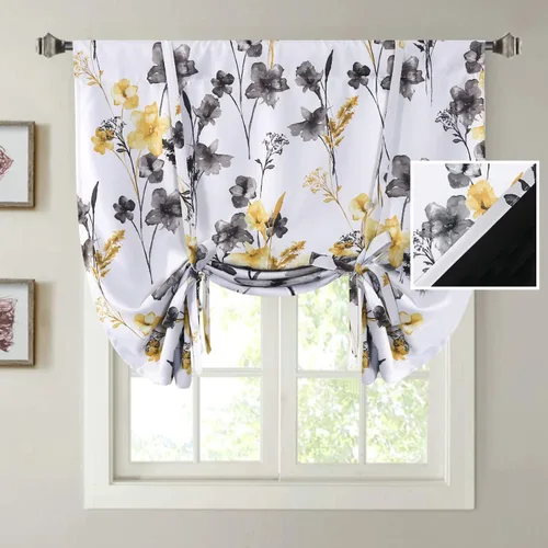 Vista 13 de H.VERSAILTEX Cortinas cortas 100% opacas para ventana de cocina, cortinas de amarre de eficiencia energética, bolsillo para barra, cubierta