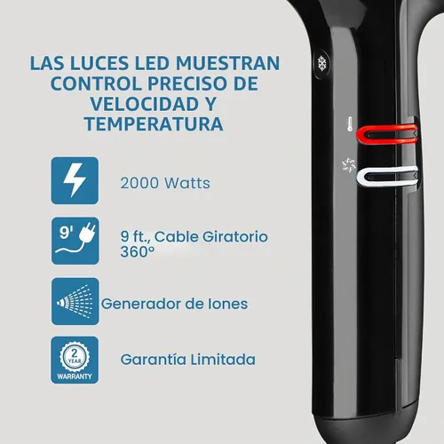 Vista 4 de BaBylissPRO® Nano Titanium™ Professional Italian High-Speed Falco Hair Dryer - 2000 watts and Ionic Negro