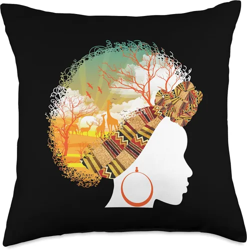 Vista 5 de Cool Love Afro American Melanin Culture Designs El mejor regalo de reina africana Almohada para mujer amante del safari de raíces negras, 16 x 16
