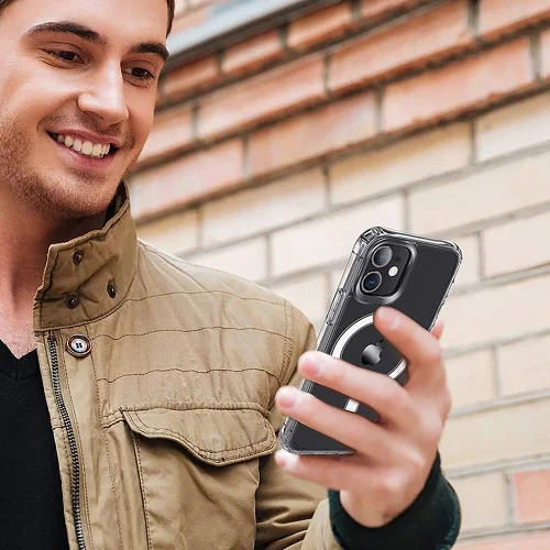 Vista 6 de Ambar Funda compatible con MagSafe para iPhone 11 Pro Max (6.5 pulgadas), a prueba de golpes, parte trasera acrílica, funda magnética transparente