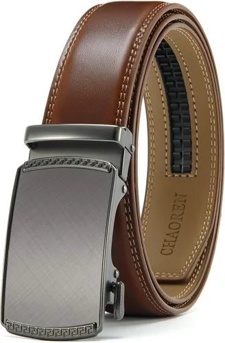 Vista 43 de CHAOREN Cinturón para hombre de cuero con trinquete - Ajuste personalizable, estilo sin esfuerzo (35 mm)