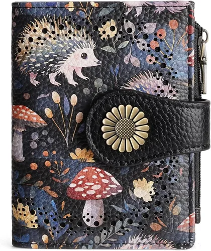 Vista 16 de SENDEFN - Carteras pequeñas para mujer, cartera compacta con bloqueo RFID, de cuero, plegable, con bolsillo para monedas y cierre, A-baby Azul