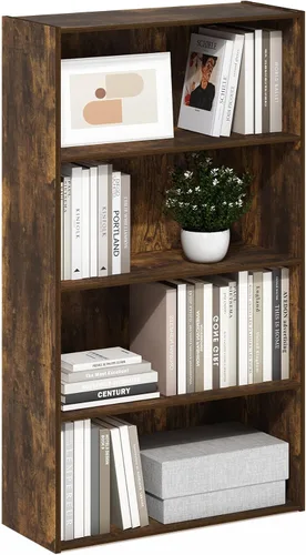 Vista 21 de Furinno LUDER - Estantería de libros, estantería moderna de 2 niveles, estantería abierta de 9 x 16 x 21, para sala de estar, dormitorio, oficina