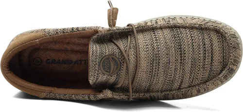 Vista 7 de Grand Attack Zapatos para caminar en barco para hombre, mocasines casuales con cordones y cómodos, zapatos de trabajo ligeros para el hogar, viajes