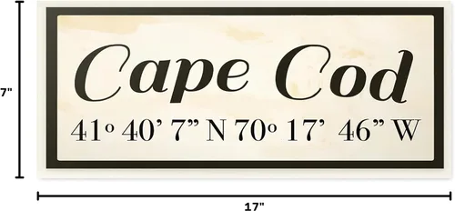 Vista 7 de Stupell Industries Wood Cursive City Coordinates Cape Cod - Placa de pared para pared, 7 x 0.5 x 17, multicolor