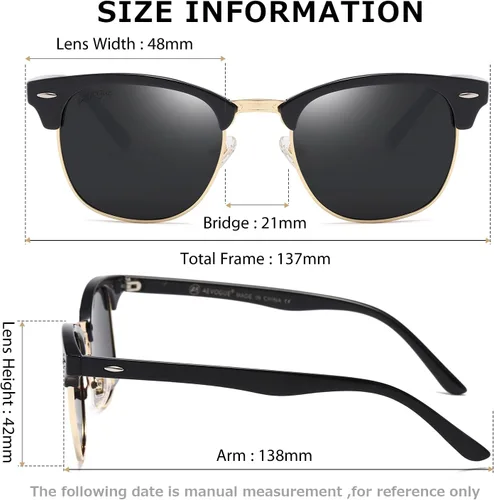 Vista 99 de AEVOGUE Gafas de sol polarizadas para mujeres y hombres semi marco retro gafas de sol AE0369