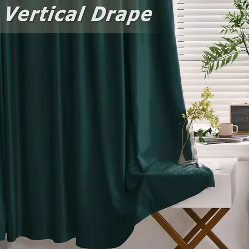 Vista 4 de Frelement Cortinas de Navidad de terciopelo afelpado para sala de estar, cortinas de oscurecimiento con ojales en la parte superior, cortinas